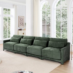 Oversized 141.7" Chenille Modular 4-seater Ergonomic Sectional Sofa with Lumbar Pillows, 4-Piece Free combination Sofa - 1 of 4