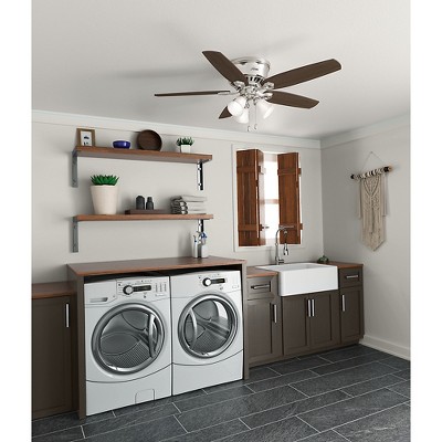 52" Brushed Nickel Low Profile Ceiling Fan with Lights