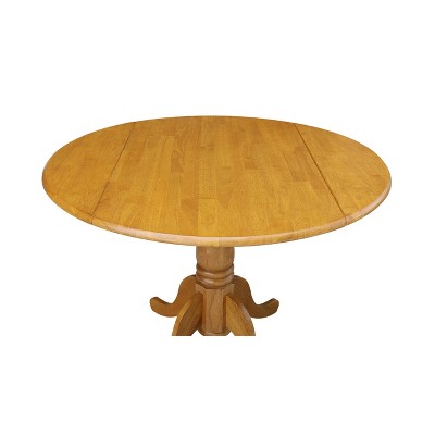 Contemporary 44.5" Round Oak Wood Extendable Dining Table