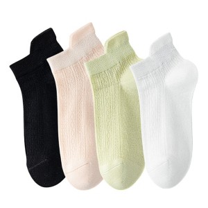 Anna-Kaci 4 Pairs Women Low-Cut Lace Knit Ankle Socks Soft Stretch Cotton Mesh Design Breathable Lightweight Everyday Wear - 1 of 4