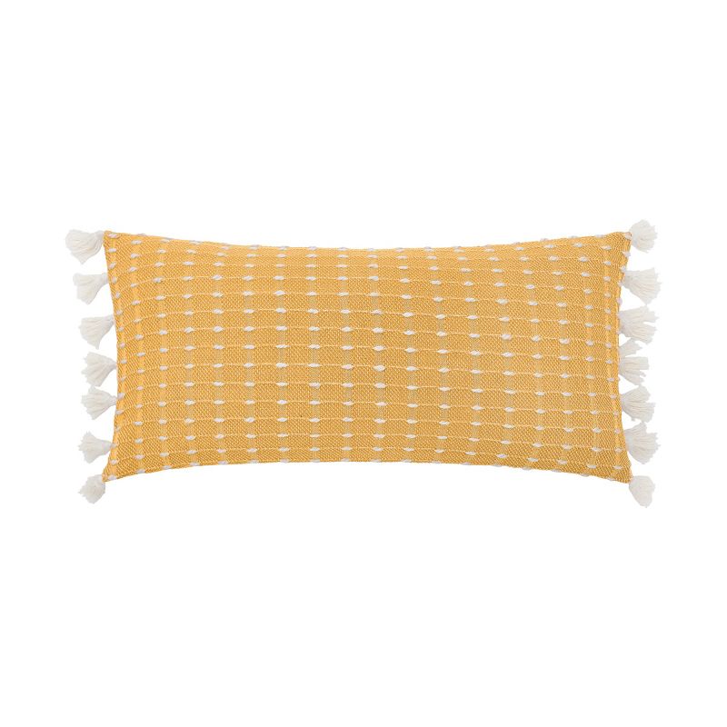 carol & frank Riley Hand-Loomed Texture and Fringe Cotton Decorative Throw Pillow, 1 of 7