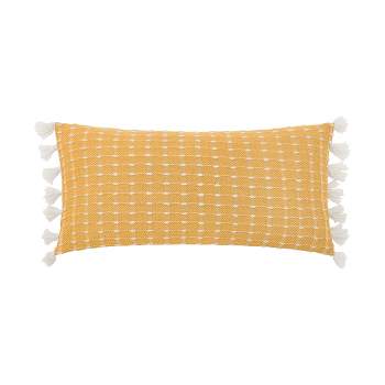 carol & frank Riley Hand-Loomed Texture and Fringe Cotton Decorative Throw Pillow