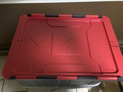 Sterilite 12 Gallon/45 Liter Hinged Lid Industrial Tote, Red Lid & Reviews