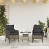 vidaXL Gray Poly Rattan Patio Chairs with Cushions - Set of 2, Comfortable Outdoor Garden Furniture with Removable Washable Covers, Steel Frame - 3 of 4