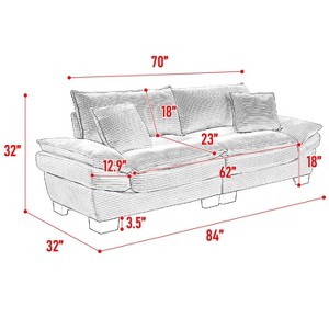 FURNIinspire Corduroy Sofa Sleeper Couch Loveseat Sofa with Pillows, Comfy Upholstered Deep Seat Sofa for Bedroom, Living Room, Black, 84*32*32 - 1 of 4