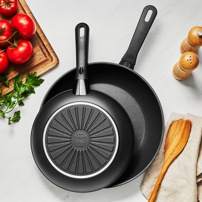 Avola Black Aluminum Nonstick Fry Pan Set, 2 Pieces