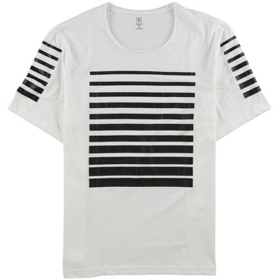 I.N.C International Concepts Mens Striped Graphic T-Shirt, White, Small