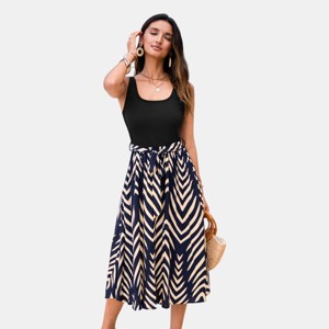 Women's Elegant Chevron Printed Maxi Dress with Tank Top - Cupshe - 1 of 4