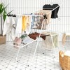 Costway 2-Level Clothes Drying Rack Foldable Airer w/ Height-Adjustable  Gullwing