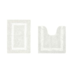 Hotel Bath Rug 100% Premium Cotton Tufted Weave Two Tone Reversible 2 Piece Bathroom Rug Set, Super Soft & Water Absorbent, Machine Washable Bathmat - 1 of 4