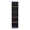 ORRD 5-Tier Bookcase in Natural Oak & Navy Blue, Slim Storage Shelf for Compact Living Room, Bedroom, or Home Office - 3 of 4