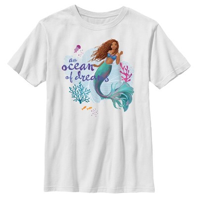 Boy's The Little Mermaid Ariel An Ocean Of Dreams Scene T-shirt - White ...