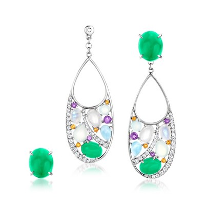 Ross-Simons 2.90 ct. t.w. Multi-Gemstone Removable Drop Earrings in Sterling Silver