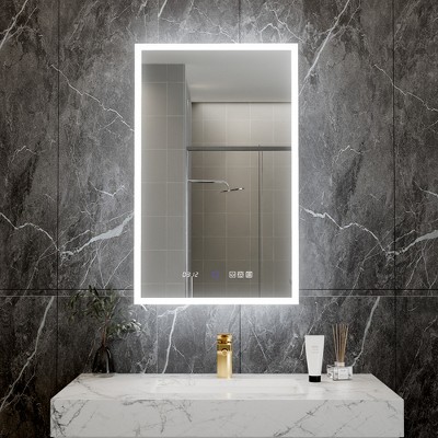 20 in. x 32 in.Built-in or wall-mounted Defogging and Dimming Mirror Cabinet Adjustable Shelf with Outlet and USB