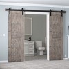SMARTSTANDARD Interior Double Door Sliding Barn Door Hardware Kit, Heavy Duty Matte Black Track with J-Shape Hangers (Door Not Included) - 3 of 4