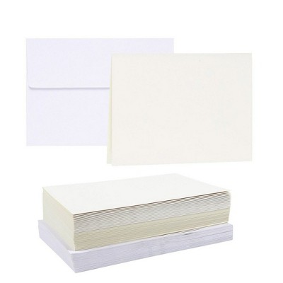 50-Piece A7 Envelopes and 50-Sheet Half-Fold Greeting Card Paper - 5.25 x 7.25 inch Square Flap Envelopes - 5 x 7 inch Greeting Card Paper, White