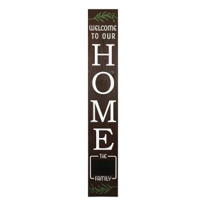 HomeRoots 59" Brown And White Solid Wood Welcome Reversible Porch Sign - 1 of 4