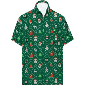 HAPPY BAY Mens Hawaiian Shirts Short Sleeve Button Down Shirt Men's Christmas Party Shirts Casual Holiday Shirts for Men Funny - 1 of 4