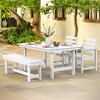 Hyleory Recycled HDPE 4pc Patio Dining Set - Rectangular Table & Umbrella Hole,Patio Dining Bench,2 Patio Armchairs - 2 of 4