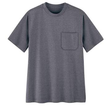 Collections Etc Men's Patch Pocket Crew Neck Short Sleeve T-Shirt