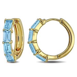EVERLY JEWELRY | Yellow Plated Sterling Silver 2.80 CT TGW Blue Topaz Hoop Earrings - 1 of 4