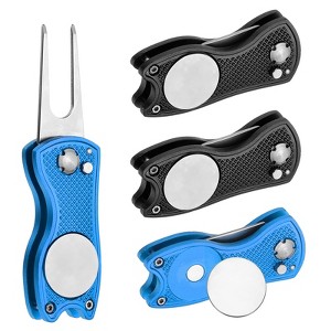 Unique Bargains Metal Foldable Magnetic Ball Marker Golf Divot Repair Tool 4 Pcs - 1 of 4