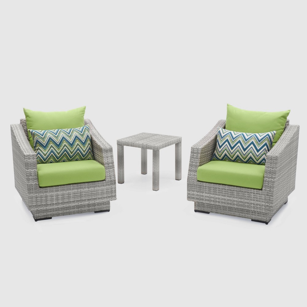 3pc Cannes Club Chairs & Side Table Green RST Brands