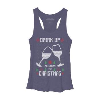 Women's Design By Humans Drink Up Grinches Ugly Christmas Sweater By shirtpublic Racerback Tank Top