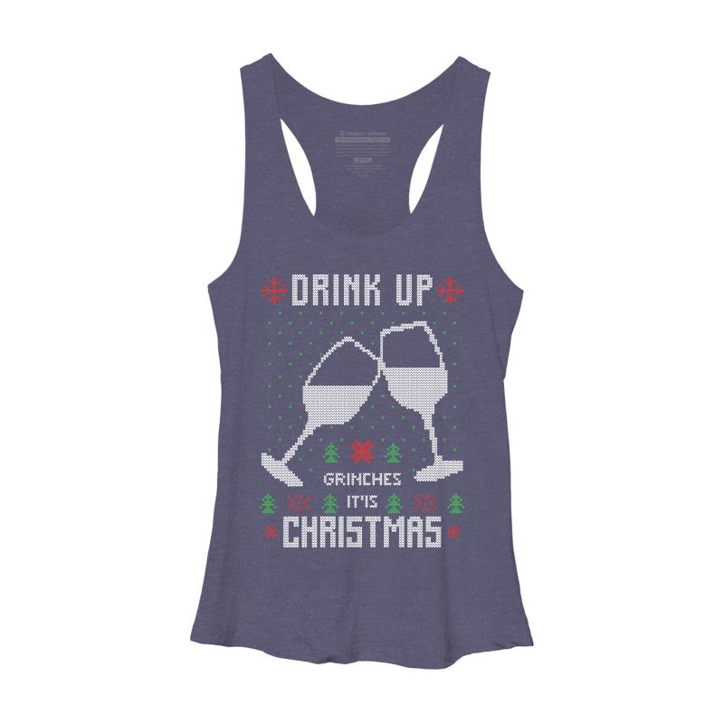 Women's Design By Humans Drink Up Grinches Ugly Christmas Sweater By shirtpublic Racerback Tank Top, 1 of 4