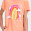 Girls' Short Sleeve Rainbow Graphic T-Shirt - Cat & Jack™ Peach Orange - 2 of 4