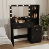 FONTOI 43.3"W Vanity Table with 5 Drawers and 3 Open Shelves Smooth MDF Surface for Bedroom Dressing Room, White/Black, 43.31"*15.75"*55.91" - 4 of 4