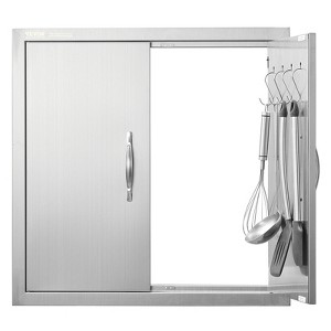 VEVOR BBQ Access Door, 24W x 24H Inch Double Outdoor Kitchen Door, Stainless Steel Flush Mount Door,Double Wall Vertical Door with Handles and Hooks - 1 of 4