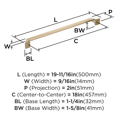 Champagne Bronze 18-Inch Modern Industrial Appliance Pull