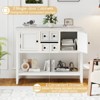 Costway Buffet Sideboard Cabinet Entryway Console Table with 2 Doors and 2 Drawers Blue/Brown/Gray/White - 4 of 4