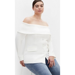 Women's Plus Size Talia Jacket - ivory | CITY CHIC - 1 of 4