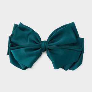 Satin Bow Hair Barrette - A New Day™ Teal Blue - 1 of 3