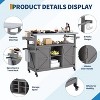 Outdoor Grill Cart with Storage Cabinet, Wood Outdoor Kitchen Island on Wheels, with Stainless Steel Table Top, Spice Rack, Lockable Wheels - 4 of 4