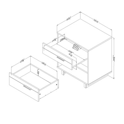 Winter Oak 1-Drawer Nightstand with Cord Catcher and Charging Station