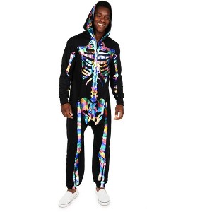 Tipsy Elves Halloween Skeleton Costume for Men - Comfy Easy Adult Onesie Jumpsuit - Men's Gold Skeleton Jumpsuit Halloween Costume Size Large - 1 of 4