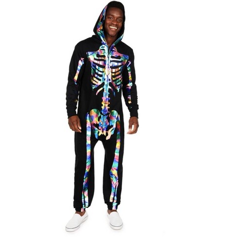 Tipsy Elves Halloween Skeleton Costume for Men - Comfy Easy Adult Onesie Jumpsuit - Men's Gold Skeleton Jumpsuit Halloween Costume Size Large - image 1 of 4