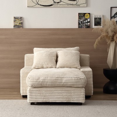 MAYEERTY Modern Luxury Sleeper Sofa Bed - Plush Corduroy Upholstery, Beige - Cozy & Functional