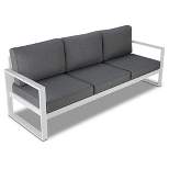 Baltic 1pc Metal Patio Sofa - White - Real Flame