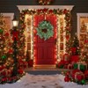 SEVOBAL Wreaths 2PCS Set Christmas Wreath Eucalyptus Candle Rings Green Artificial plants Home Door Decor Holiday Wall Pendant, Green, 14.2"*14.2"*2" - 2 of 4