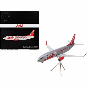 Boeing 737-300 Commercial Aircraft "Jet2" Gray Metallic with Red "Gemini 200" Series 1/200 Diecast Model Airplane by GeminiJets - 1 of 3