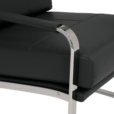 Sleek Black Leather Accent Chair with Chrome Metal Legs