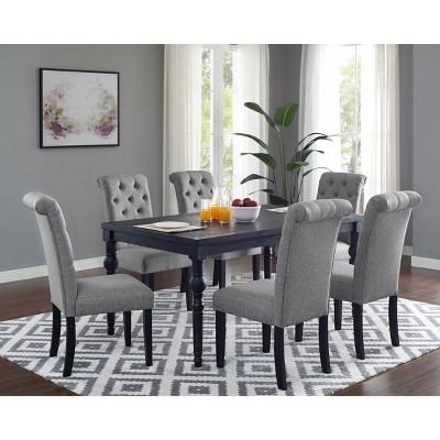 NicBex Dining Room Table Set for 6 Morden Dining Table Set with Wooden Tabletop and 6 Upholstered Chairs for Dining Room