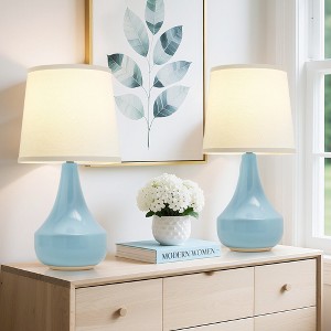 GTCLIGHTING Table Lamp Set of 2, Ceramic Table Lamp Classic Beside Lamps Modern Table Lamp for Living Room, Bedroom & Office Rocker Swtich - 1 of 4