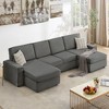 7-Seat U-Shaped Modular Sectional Sofa with Removable Washable Covers, Modern Beige & Gray Cloud Sleeper Sofa - 3 of 4