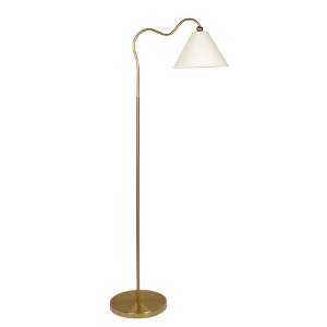 VYNXARIA 60"H Majestic Brass Ring Base Curved Floor Lamp with Triangle White Drum Shade - 1 of 4
