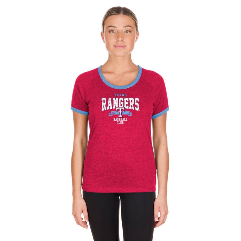 MLB Texas Rangers Women&#39;s Heather Bi-Blend Ringer T-Shirt, 5 of 7
